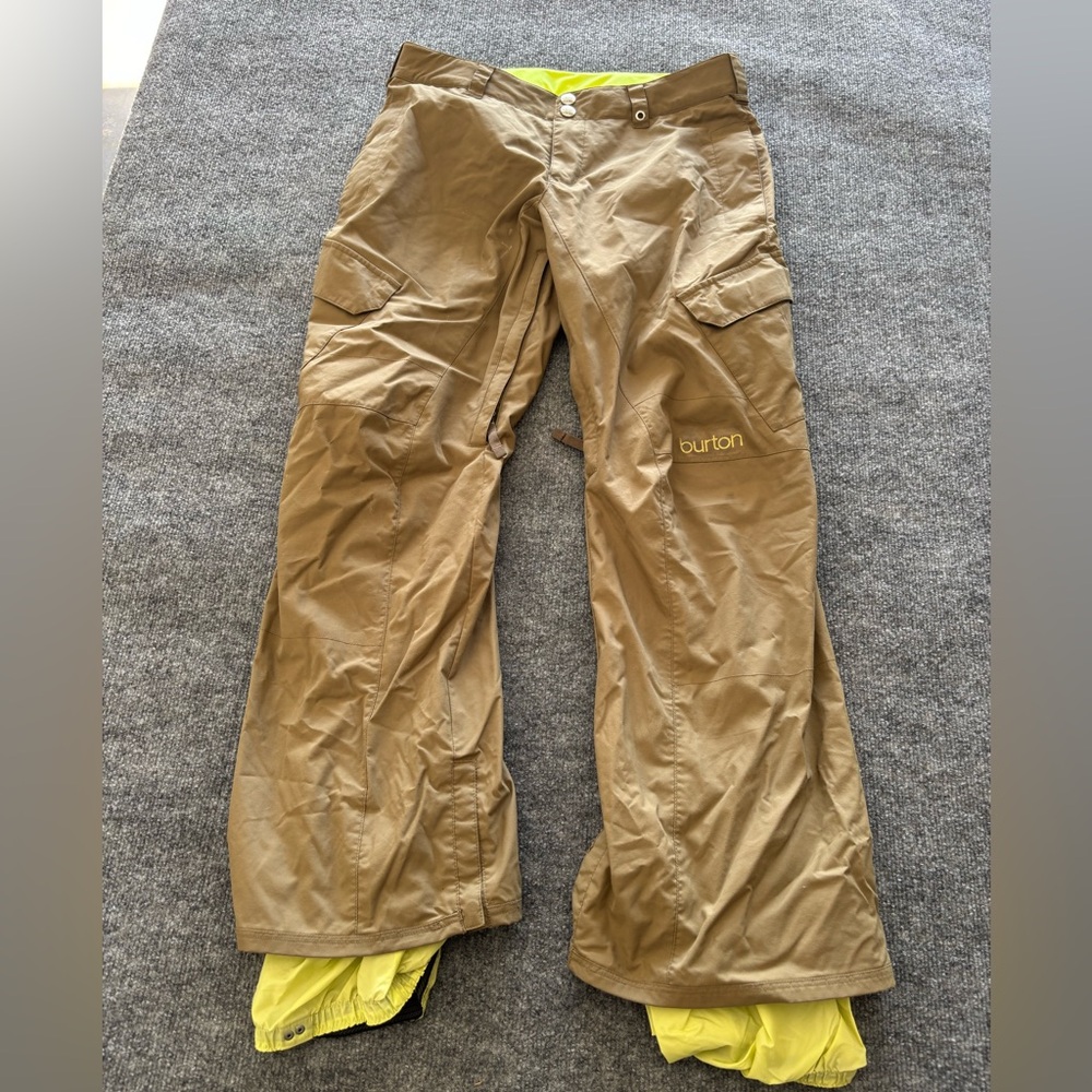 Burton Dryride Snowboard Pants Men Size M Green Lined Adjustable Cargo